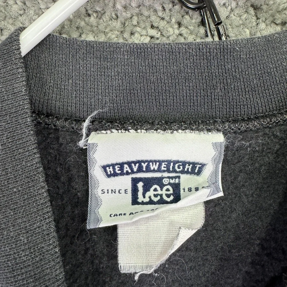 Lee Sweatshirt Mens Large Gray Heavyweight Fleece Pullover Leef Logo Crew Neck